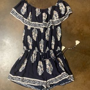 KORI America navy and brown romper, L, NWT